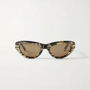  Chanel Women Oval Gold-Tone Tortoiseshell Sunglasses 