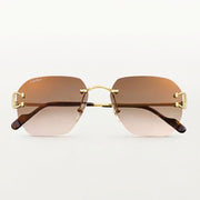 Cartier Classic C Motif Unisex Rimless Brown Sunglasses