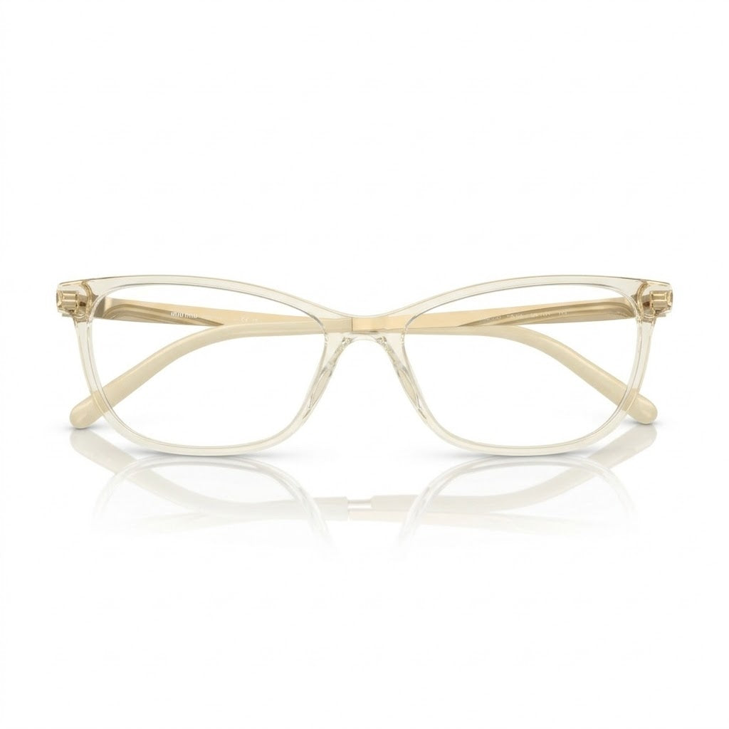 Miu Miu Women Transparent Yellow / Pale Gold Optical Glasses