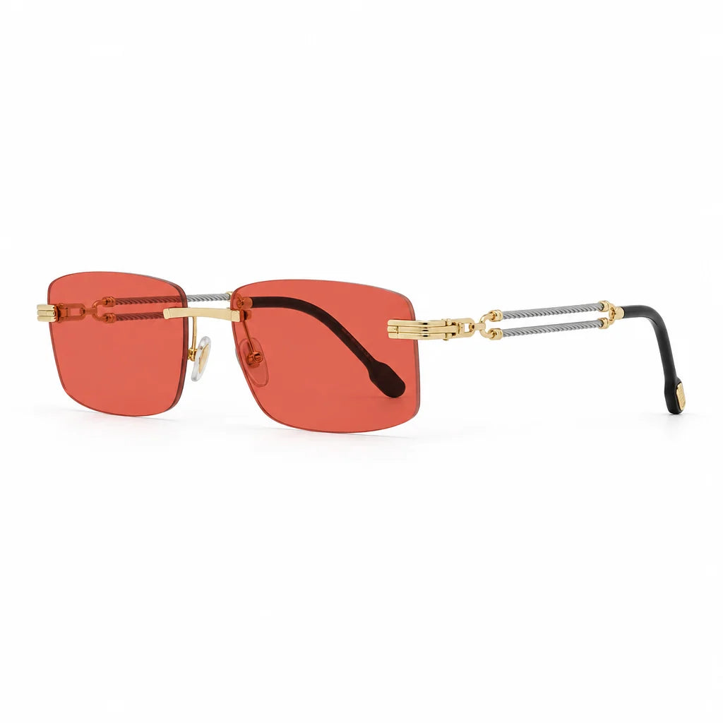 FRED Force 10 Unisex Geometric Gold/Red Sunglasses