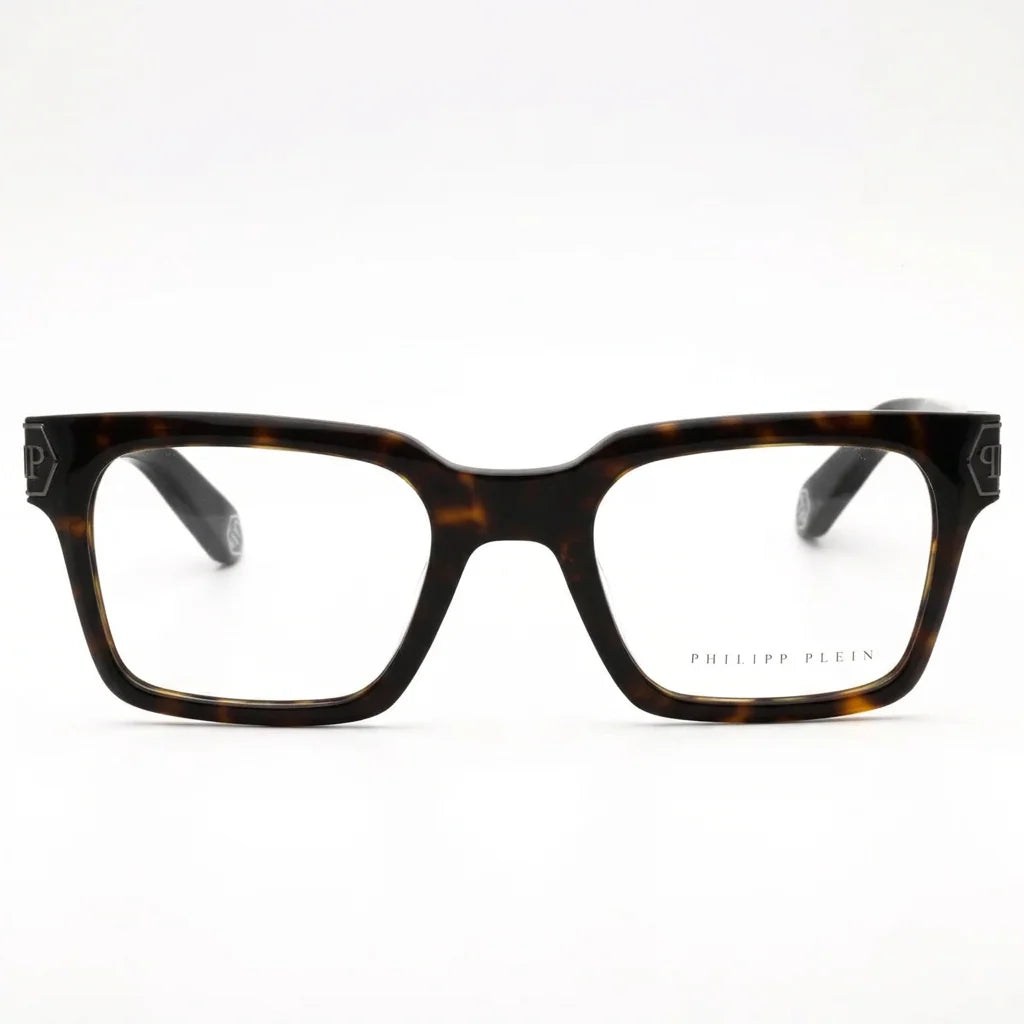 Philipp Plein Men Dark Havana Square Eyeglasses