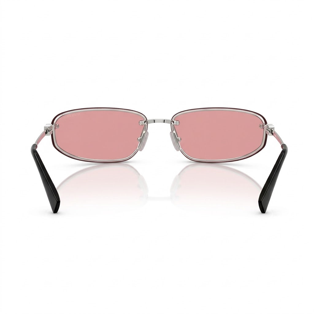 Miu Miu Women MU A50S Rimless Shield Silver / Soft Pink Sunglasses