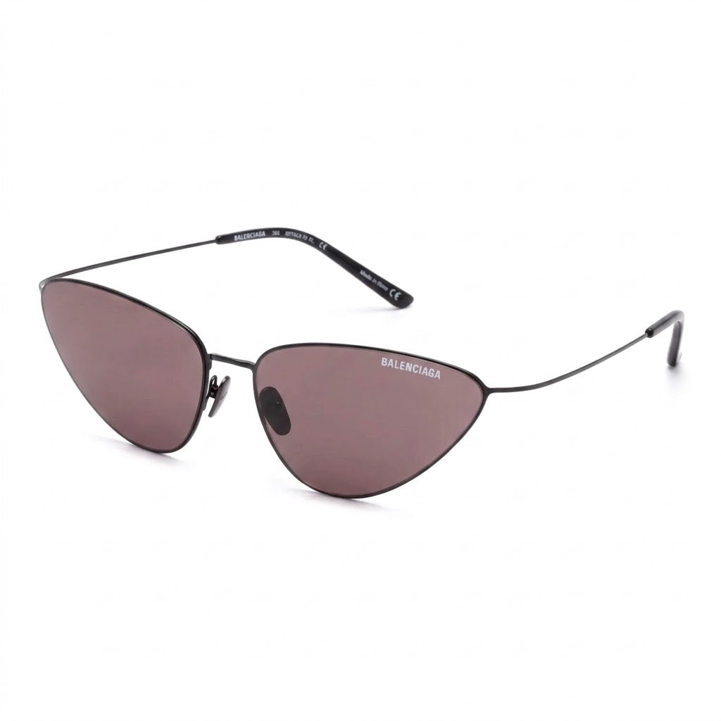 Balenciaga Unisex BB0350S 002 Dark Gunmetal / Brown-Pink Cat-Eye Titanium Sunglasses