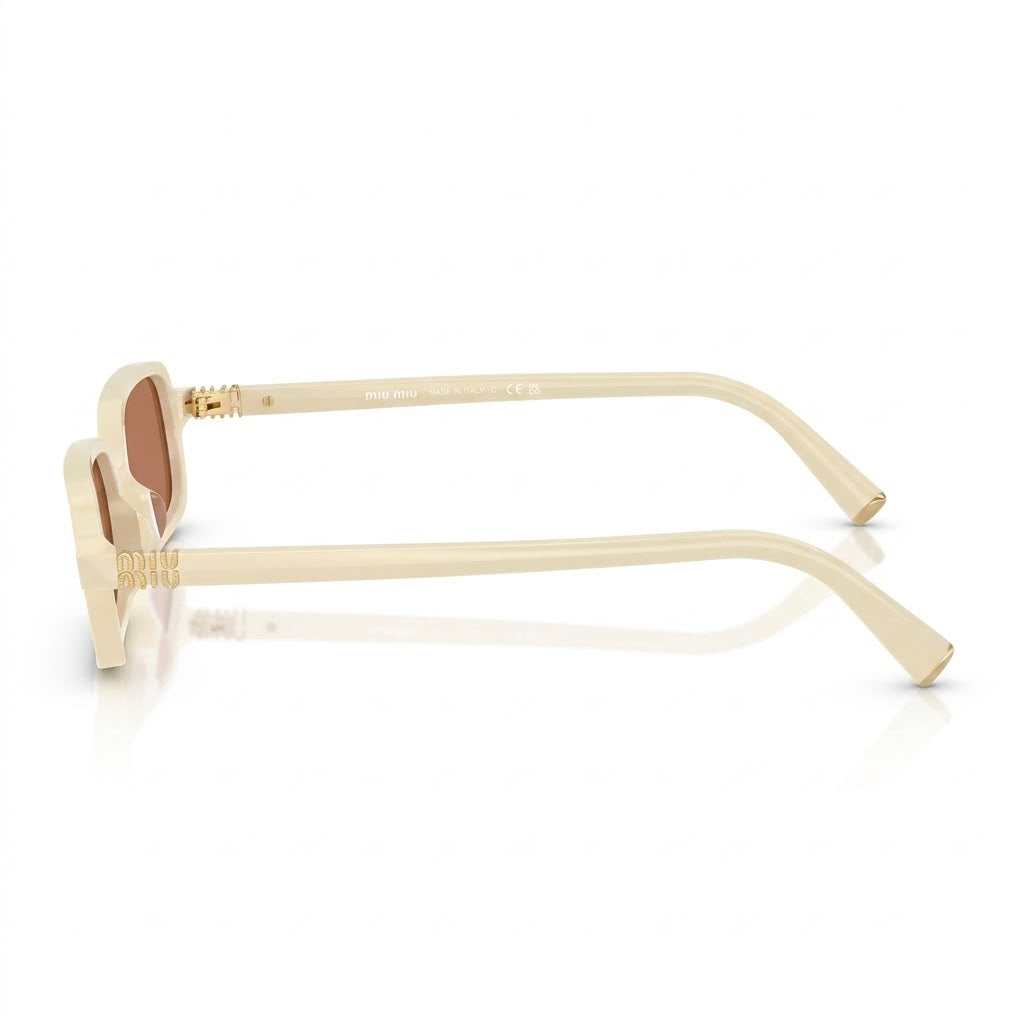 Miu Miu Regard MU 11ZS Women Rectangular Milk White / Brown Sunglasses