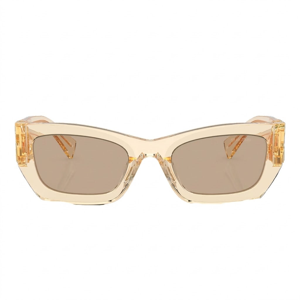 Miu Miu MU 09WS Women Rectangle Sand Transparent / Dark Brown Sunglasses
