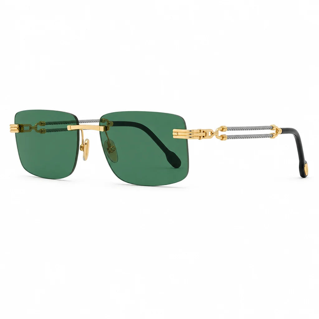 FRED Force 10 Unisex Geometric Gold/Green Sunglasses