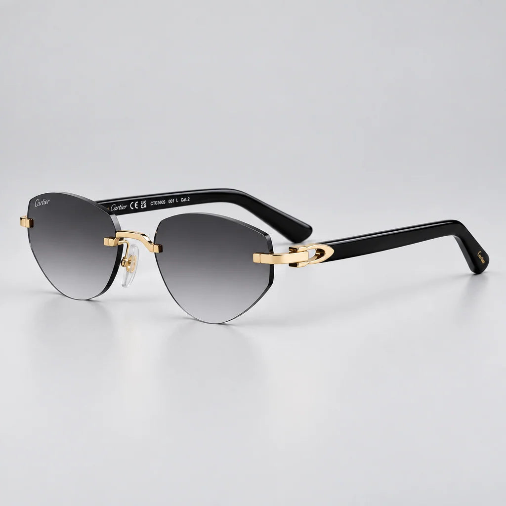 Cartier C Décor Unisex Geometric Frame Grey Gradient Sunglasses