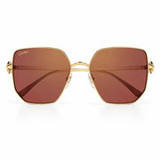 Cartier Clash de C Women Gold Finish Studded Temple Square Red-Orange Gradient Sunglasses