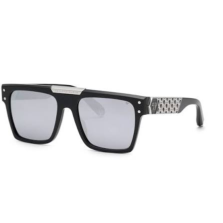 Philipp Plein Unisex SPP080 Geometric Black / Palladium Sunglasses