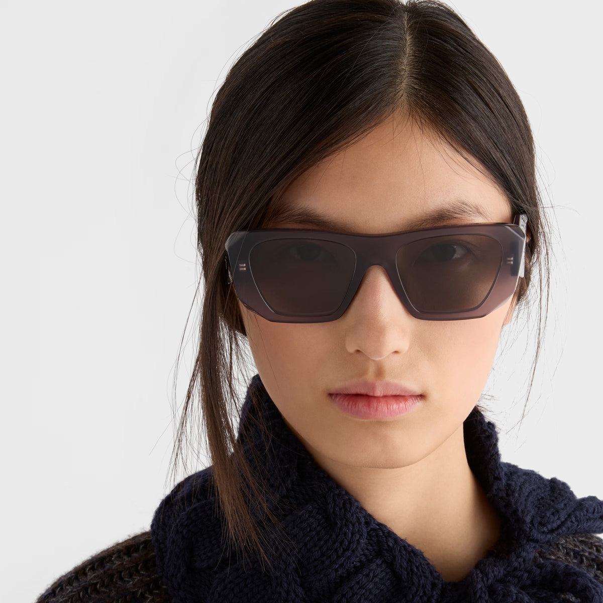 Prada Women Geometric Frame Dark Grey Sunglasses