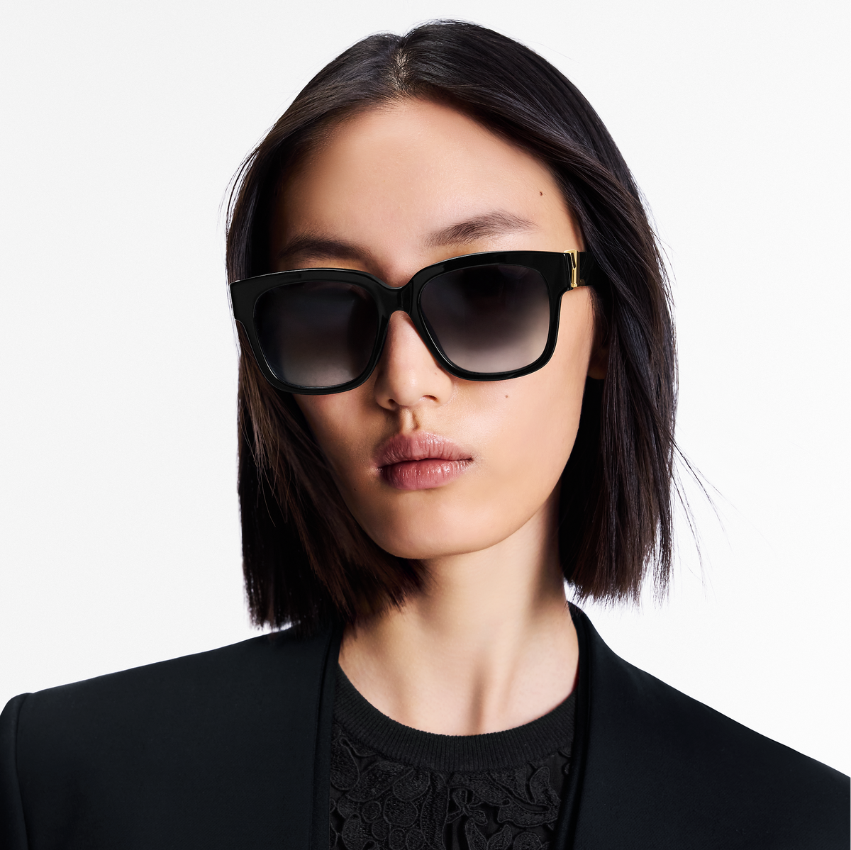 Louis Vuitton Women Square Frame Jet Black Sunglasses