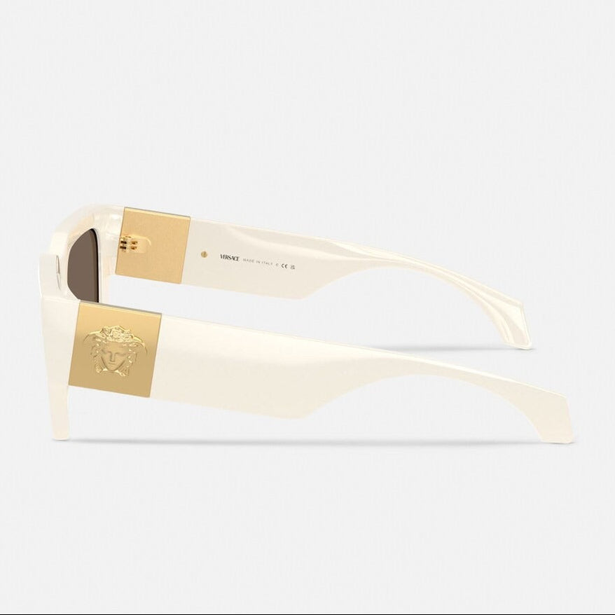 Versace Women Round Frame Off White Sunglasses