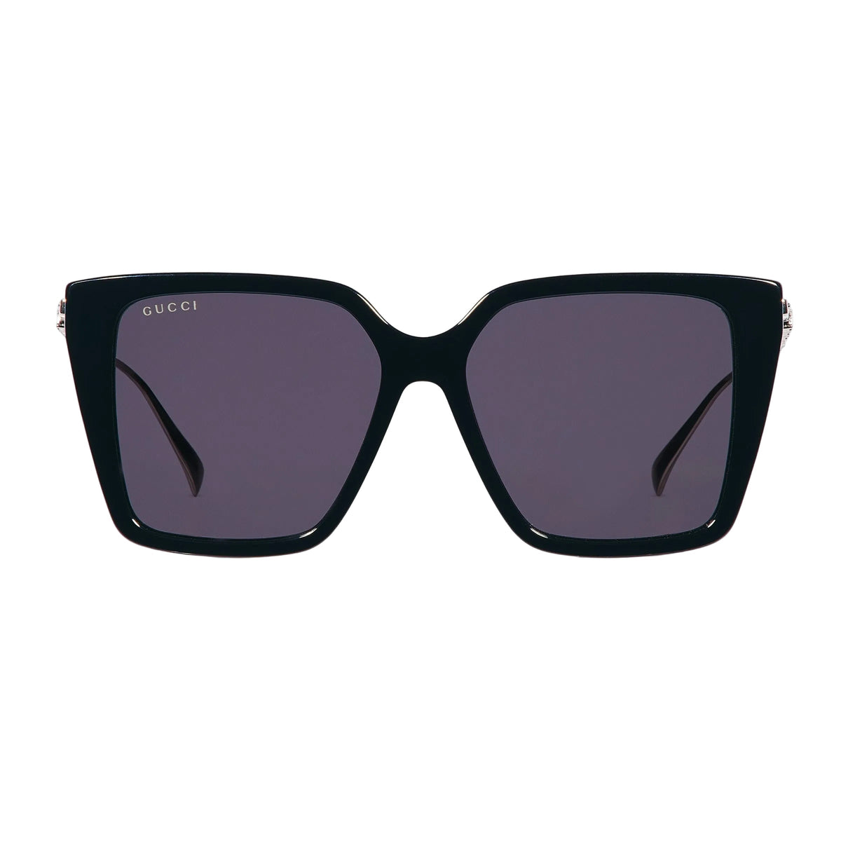 Gucci Women Square Frame Shiny Black Sunglasses