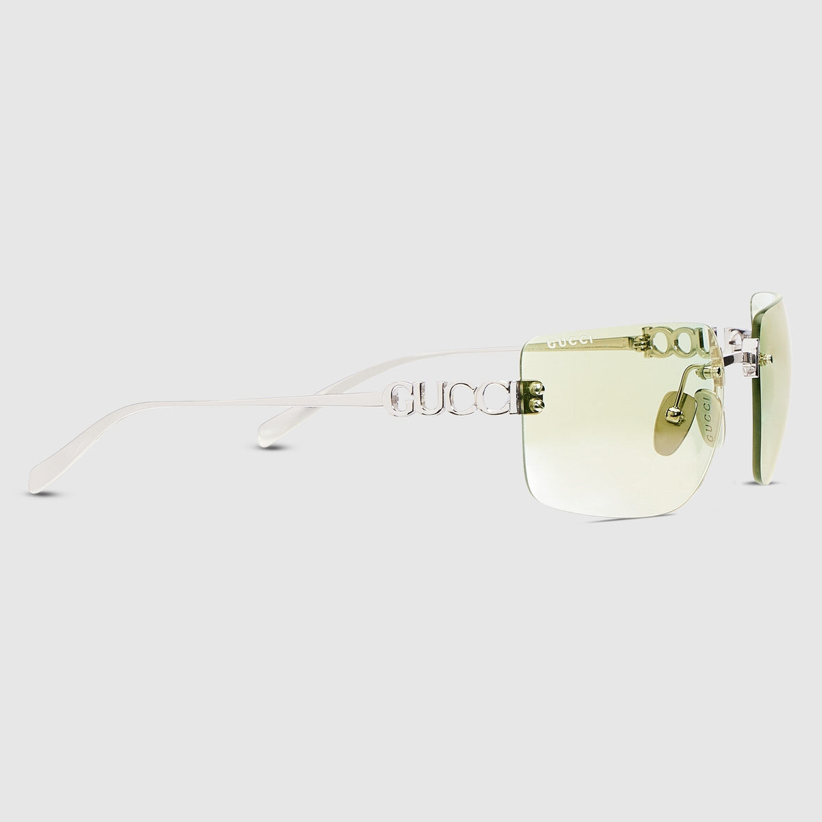 Gucci Women Frameless Square Silver Sunglasses