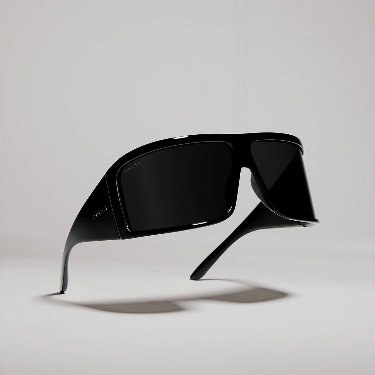 Gucci Women Mask Frame Shiny Black Sunglasses