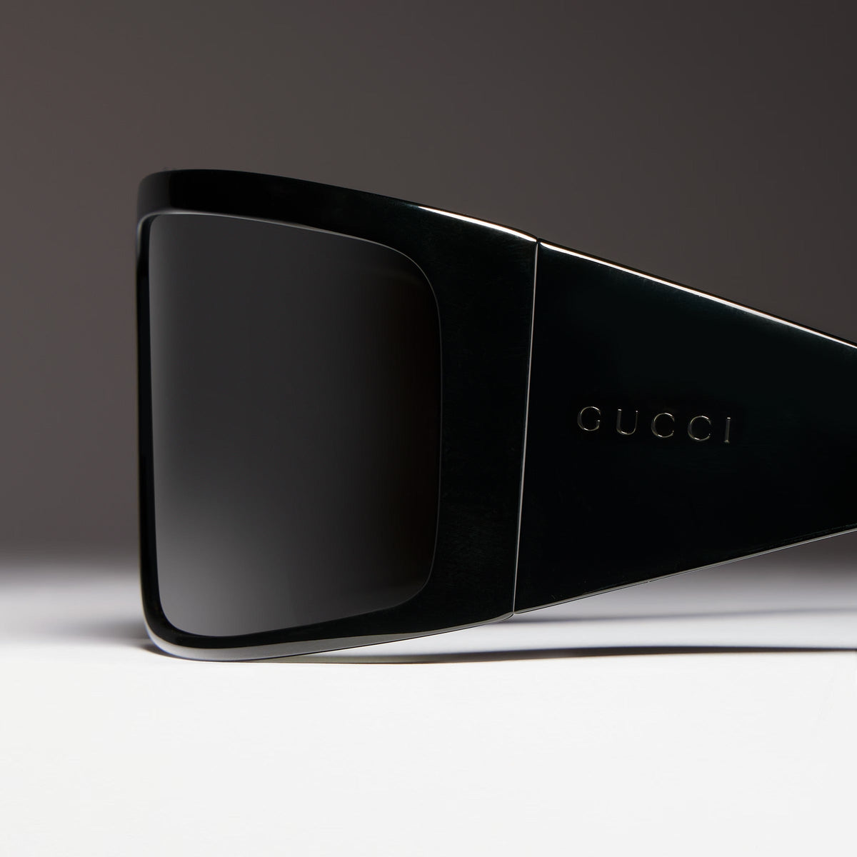 Gucci Women Mask Frame Shiny Black Sunglasses