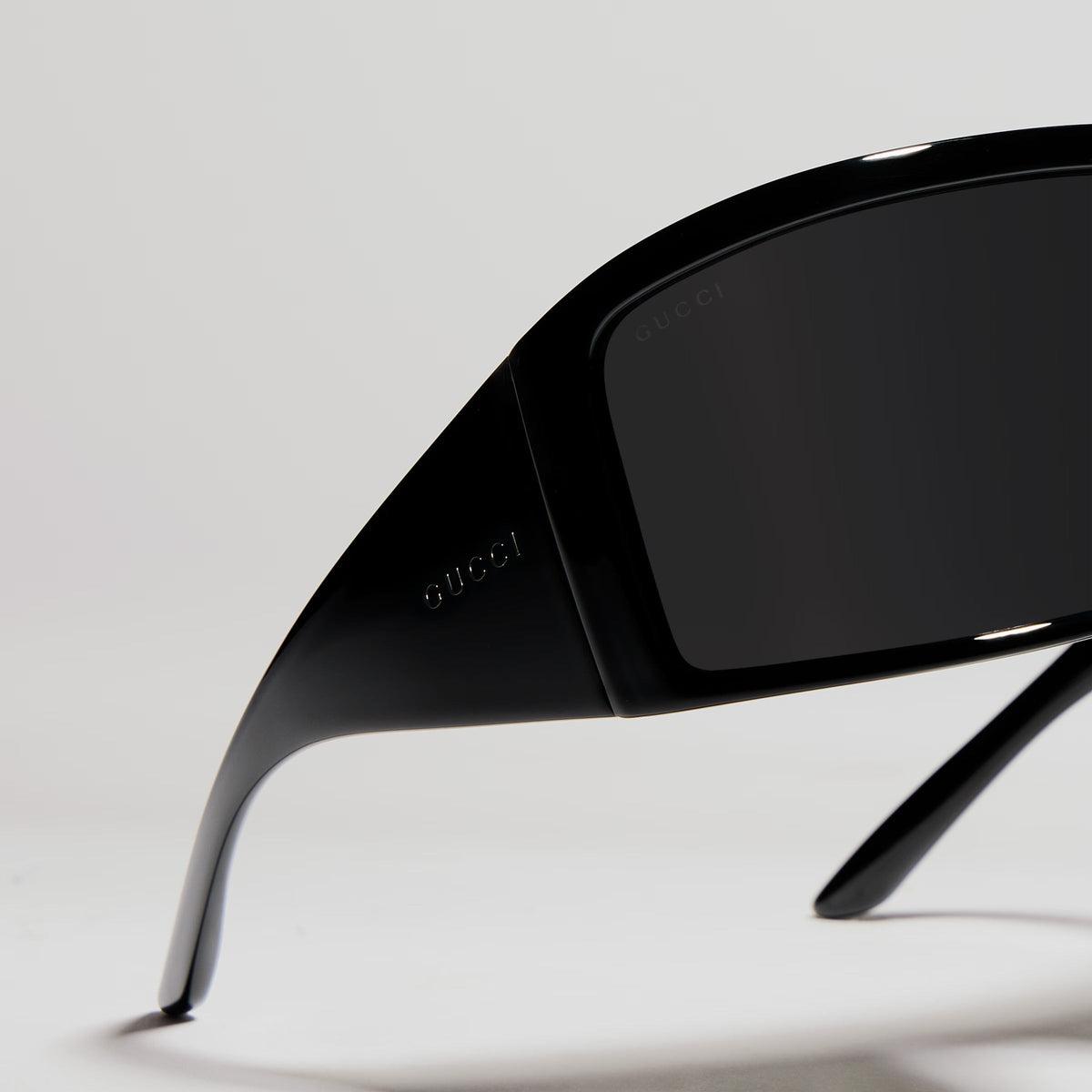 Gucci Women Mask Frame Shiny Black Sunglasses
