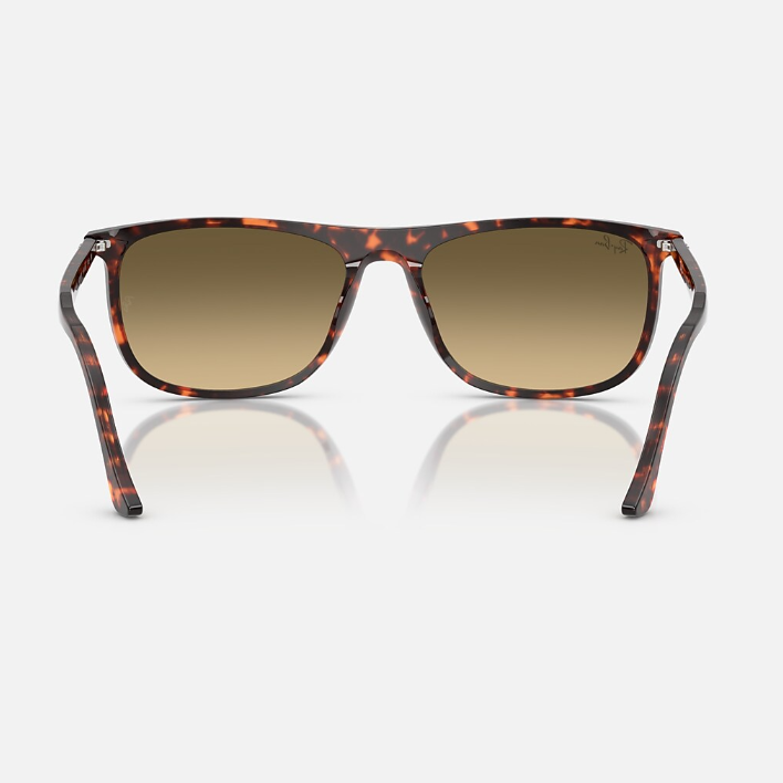 Ray Ban Women Rectangle Frame Polished Havana Red Turtle Sunglasses