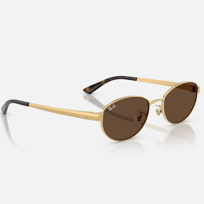 Ray Ban Men Oval Frame Copper Gold Sunglasses