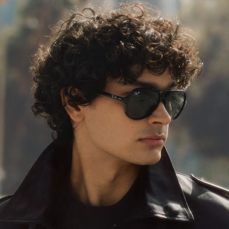 Ray Ban Women Pilot Frame Polished Black Sunglasses
