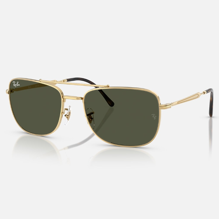 Ray Ban Women Rectangle Frame Shimmer Gold Sunglasses