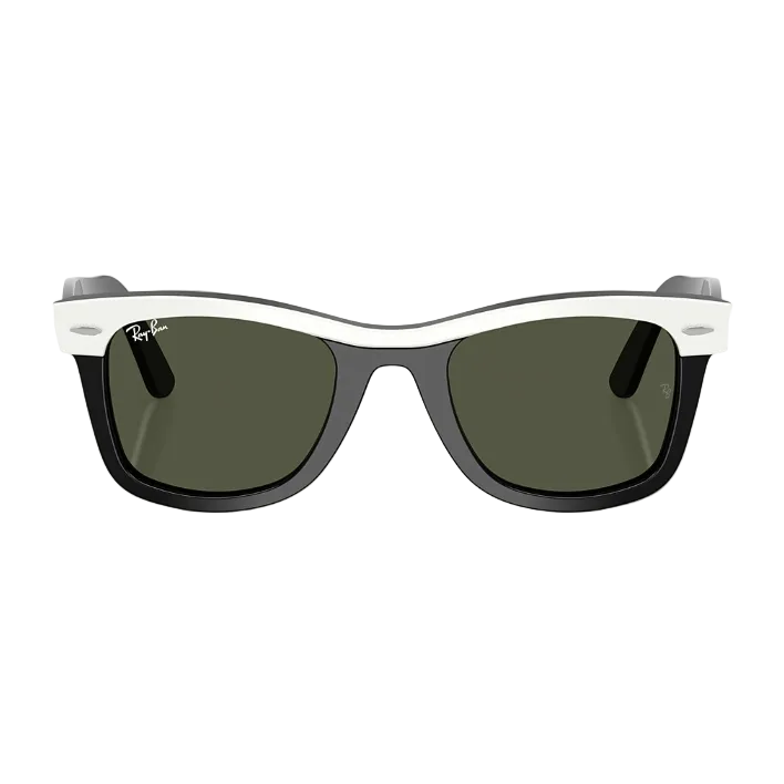 Ray Ban Men Square Polished White On Black Sunglasses