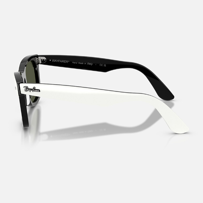 Ray Ban Men Square Polished White On Black Sunglasses