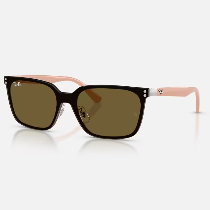 Ray Ban Men Square Frame Polished Shiny Silver Sunglasses