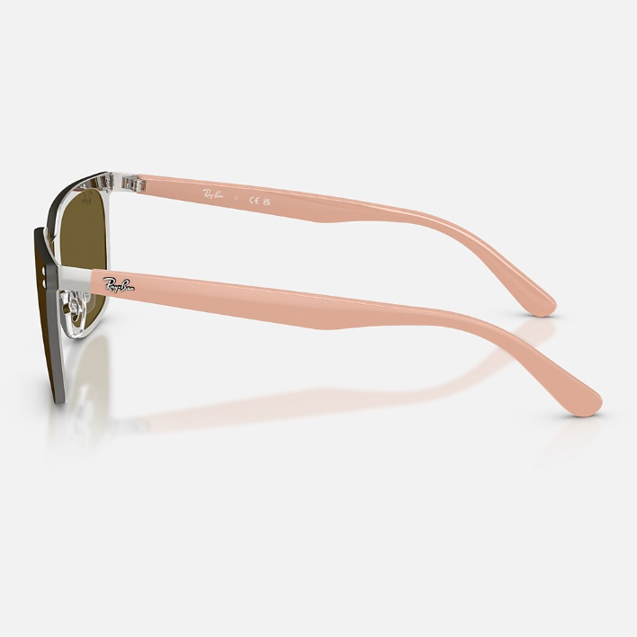 Ray Ban Men Square Frame Polished Shiny Silver Sunglasses