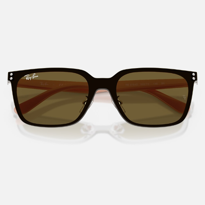 Ray Ban Men Square Frame Polished Shiny Silver Sunglasses