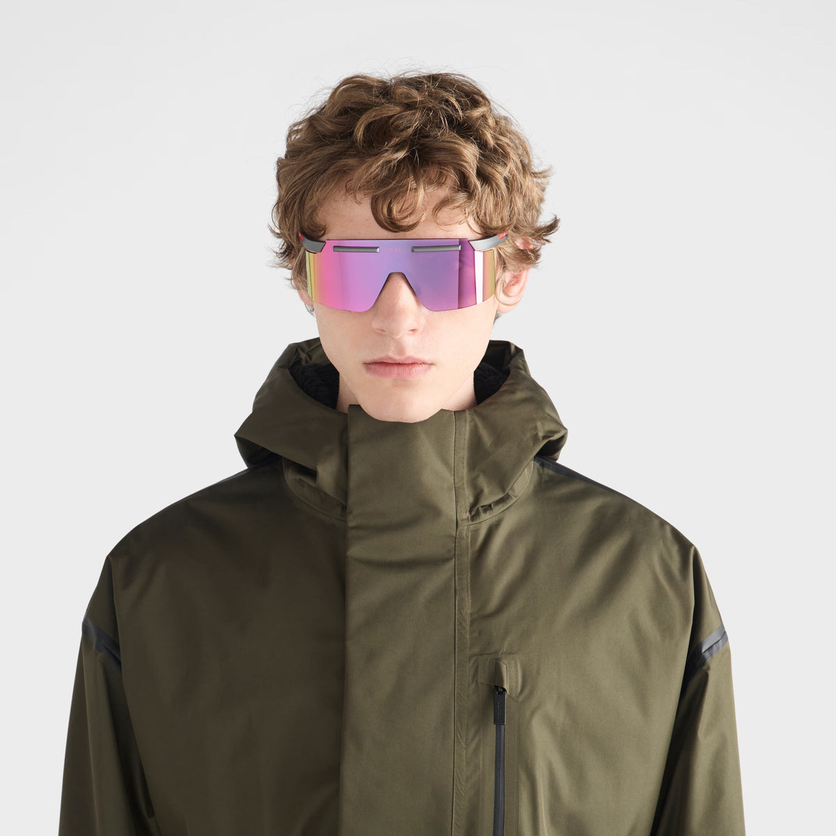 Prada Men Rimless Frame Grey Sunglasses