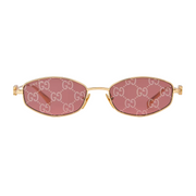 Gucci Women Oval Frame Metallic Gold Sunglasses