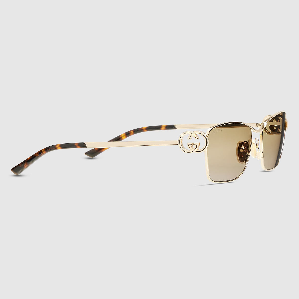 Gucci Women Rectangular Frame Imperial Gold Sunglasses