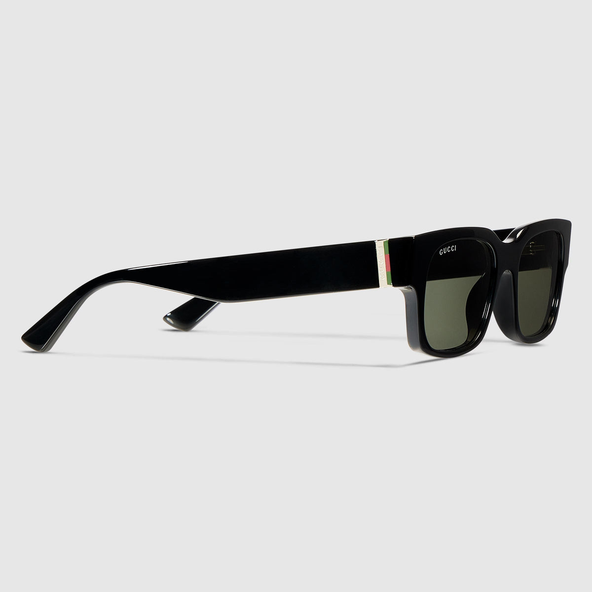 Gucci Men Rectangular Frame Smoky Black Sunglasses