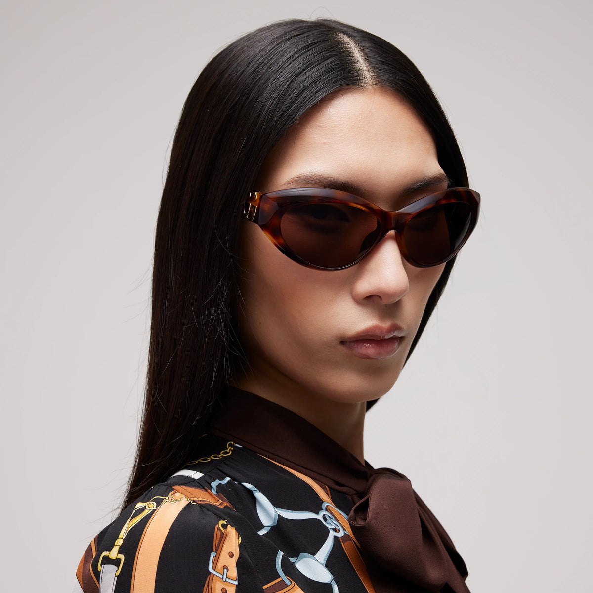 Gucci Women Cat Eye Frame Brown Tortoiseshell Sunglasses
