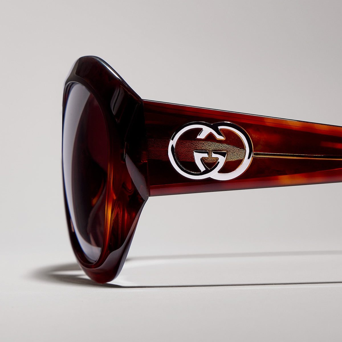Gucci Women Geometric Frame Brown Sunglasses
