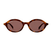 Gucci Women Round Frame Brown Tortoiseshell Sunglasses