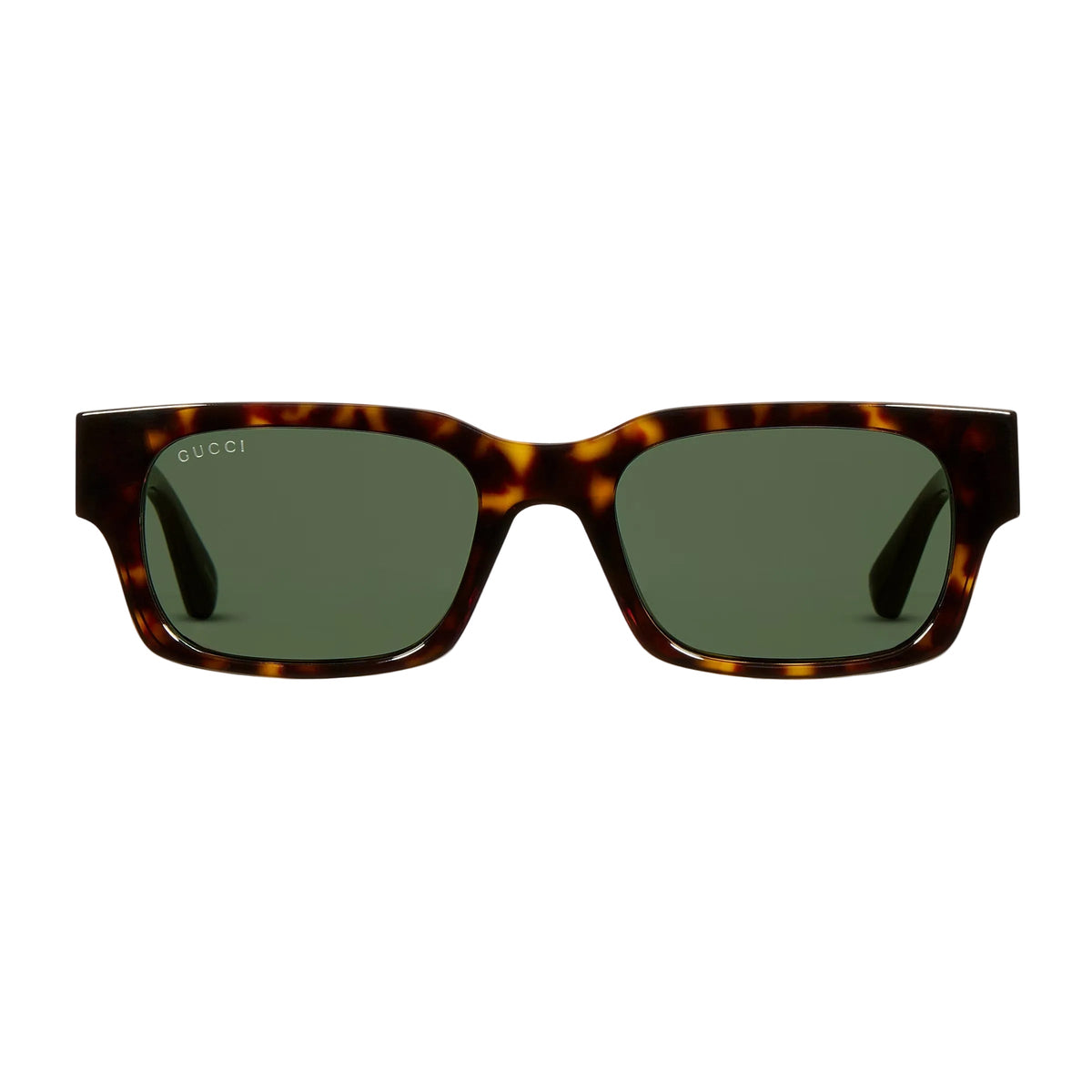 Gucci Men Rectangular Frame Dark Brown Tortoises Sunglasses