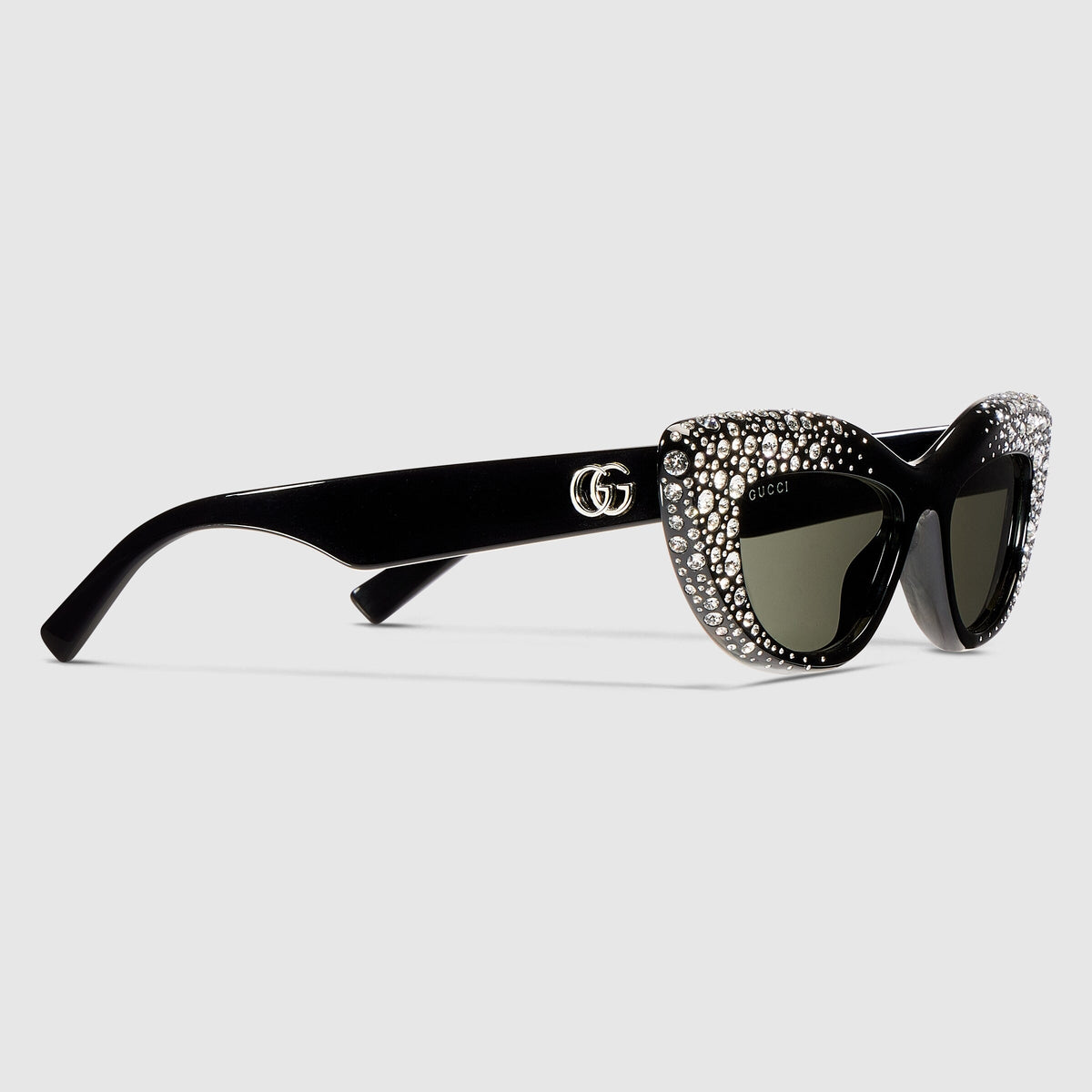 Gucci Women Rectangular Frame Black With Crystals Sunglasses
