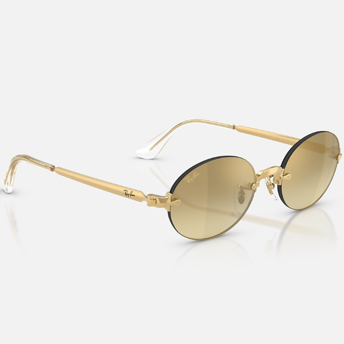 Ray Ban Women Oval Frame Polished Arista Gold Sunglasses