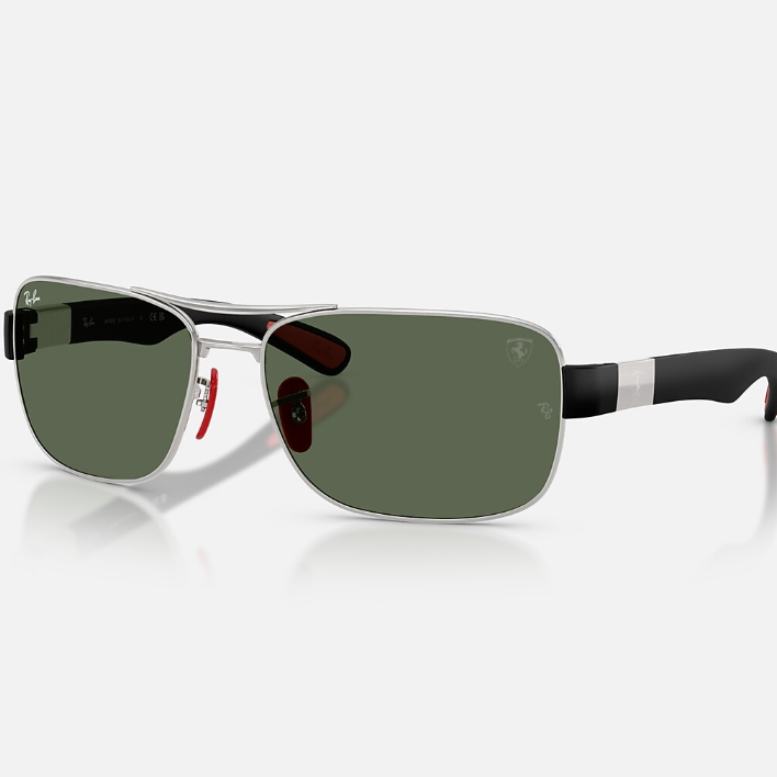 Ray Ban Women Square Frame Shiny Matte Silver Sunglasses