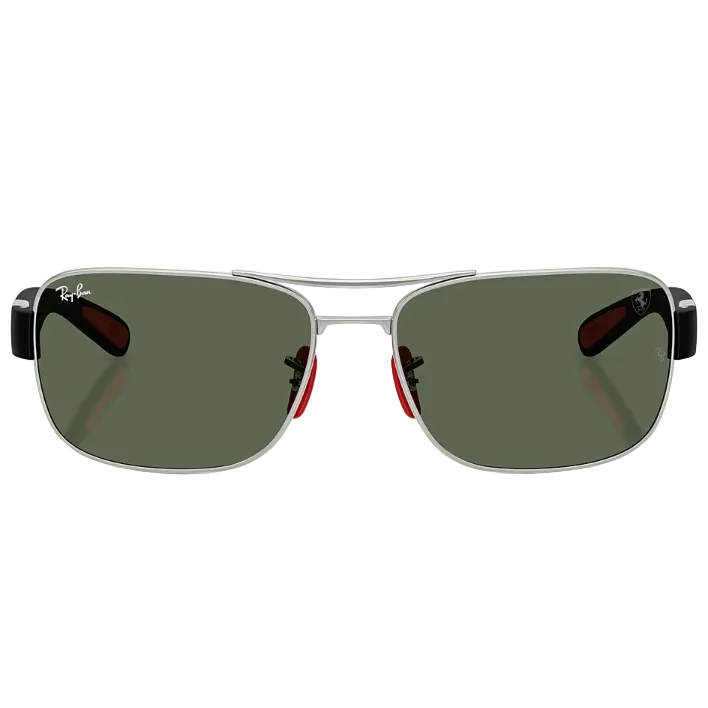Ray Ban Women Square Frame Shiny Matte Silver Sunglasses
