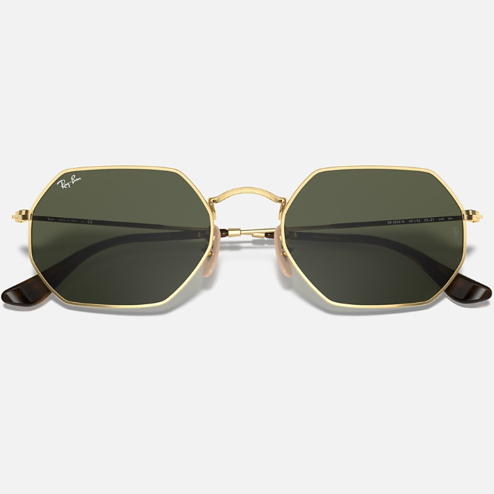 Ray Ban Women Irregular Frame Shiny Deep Gold Sunglasses