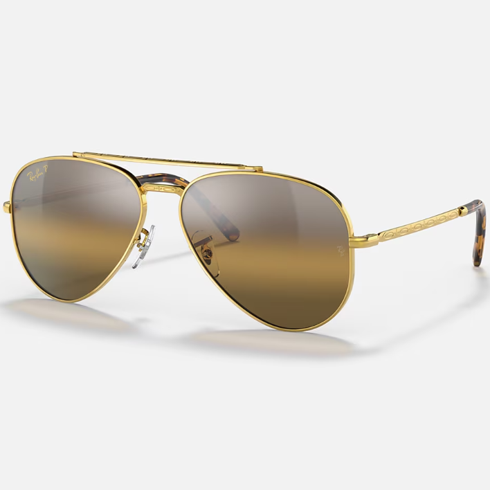 Ray Ban Women Pilot Frame Shiny Matte Polished Gold Sunglasses