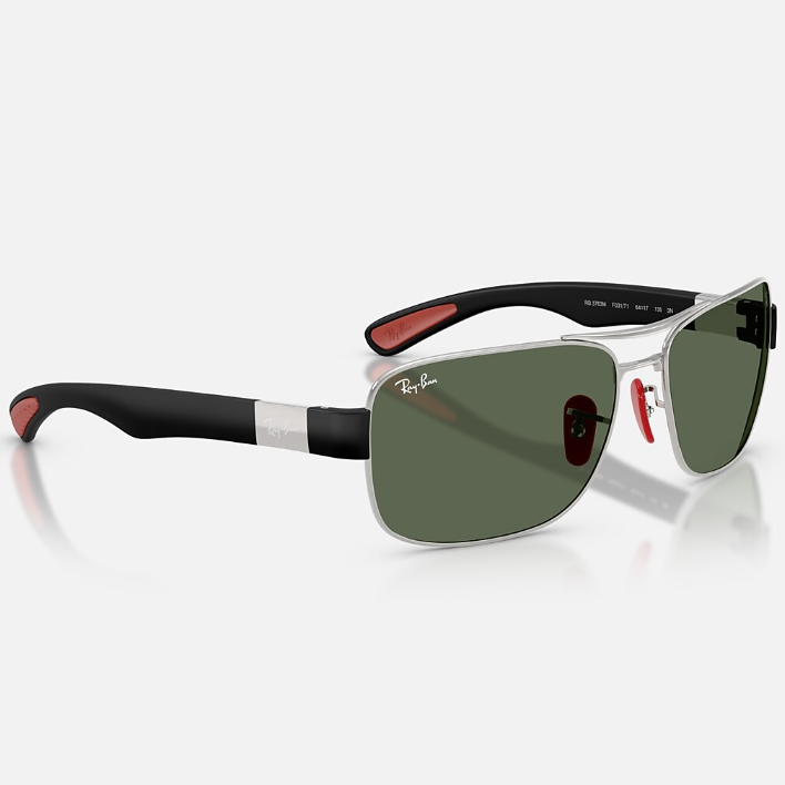 Ray Ban Women Square Frame Shiny Matte Silver Sunglasses