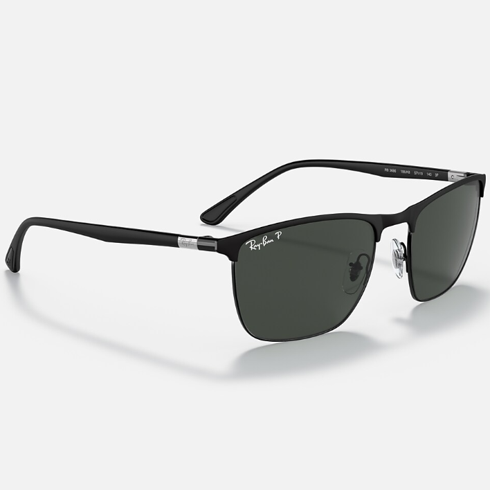 Ray Ban Women Square Frame Polished Matte Black Sunglasses