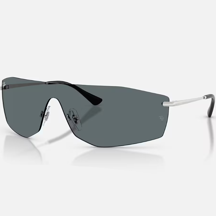 Ray Ban Men Irregular Frame Polished Silver Sunglasses