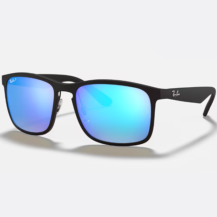 Ray Ban Women Square Frame Shiny Matte Black Sunglasses