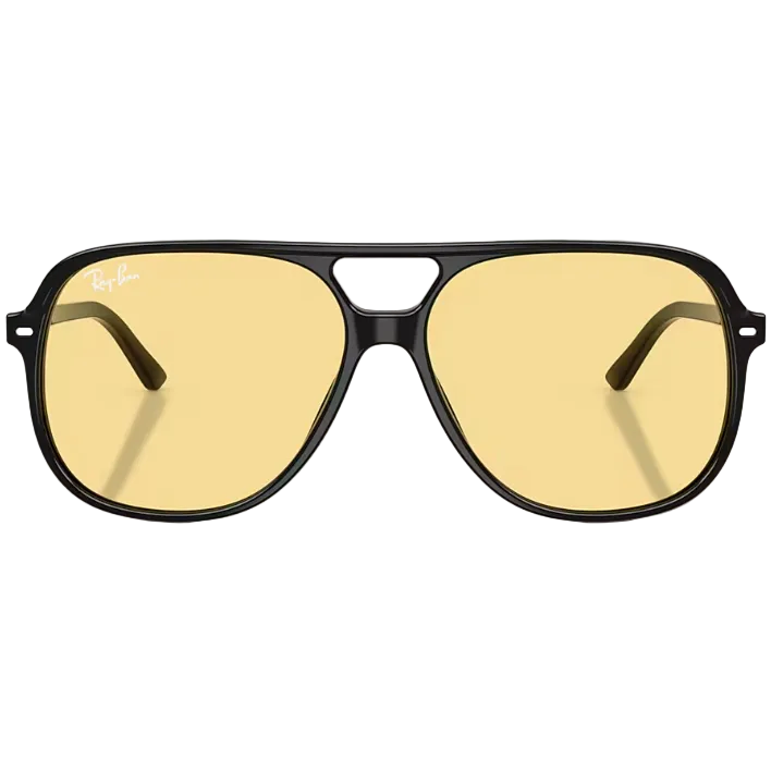 Ray Ban Men Round Square Frame Polished Black Sunglasses