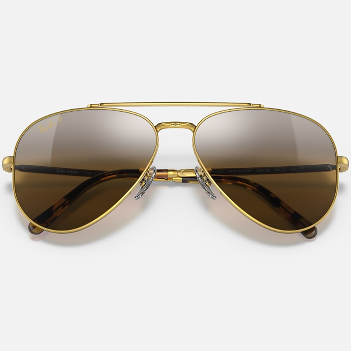 Ray Ban Women Pilot Frame Shiny Matte Polished Gold Sunglasses